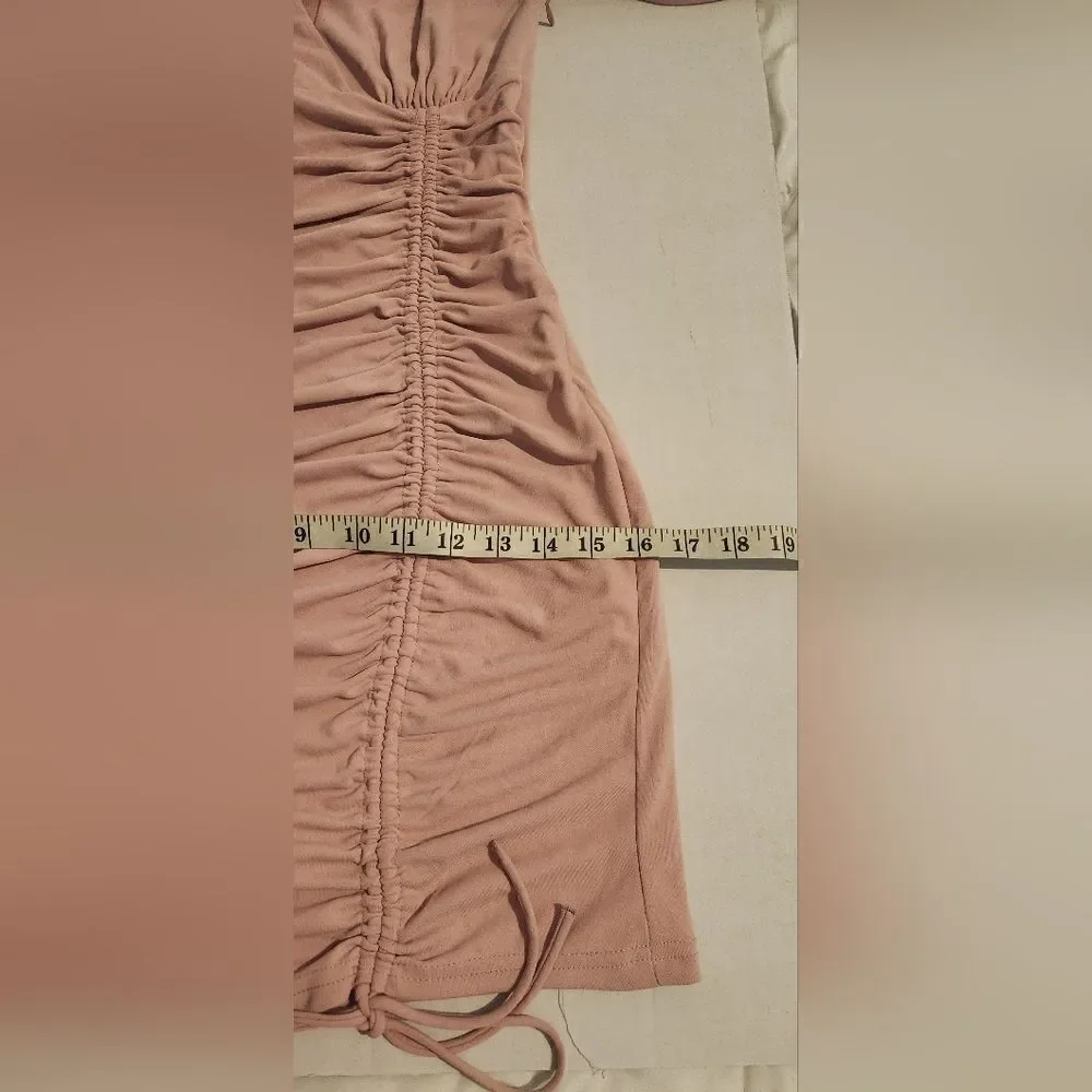New Zara Pale Pink Mini Ruched Dress Blogger Favorite Size Medium - Picture 8 of 13